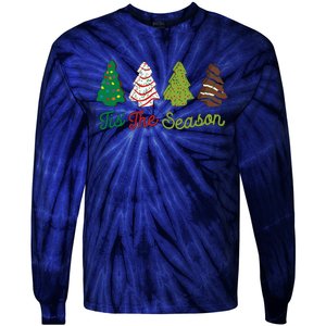 Funny Tis The Season Christmas Tree Cakes Debbie Xmas Gifts Tie-Dye Long Sleeve Shirt