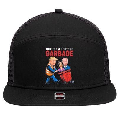 Funny Trump Time To Take Out The Garbage 7 Panel Mesh Trucker Snapback Hat