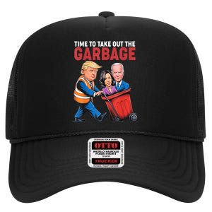 Funny Trump Time To Take Out The Garbage High Crown Mesh Back Trucker Hat