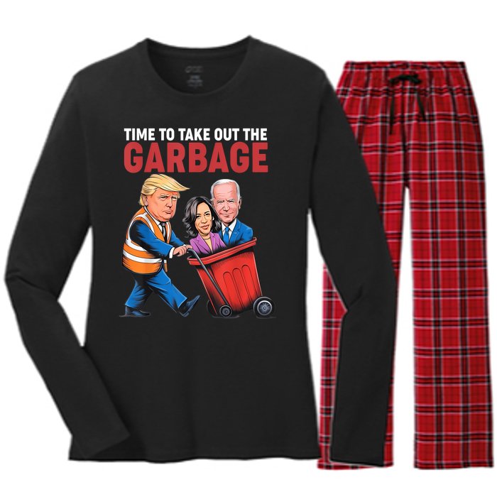 Funny Trump Time To Take Out The Garbage Women's Long Sleeve Flannel Pajama Set 