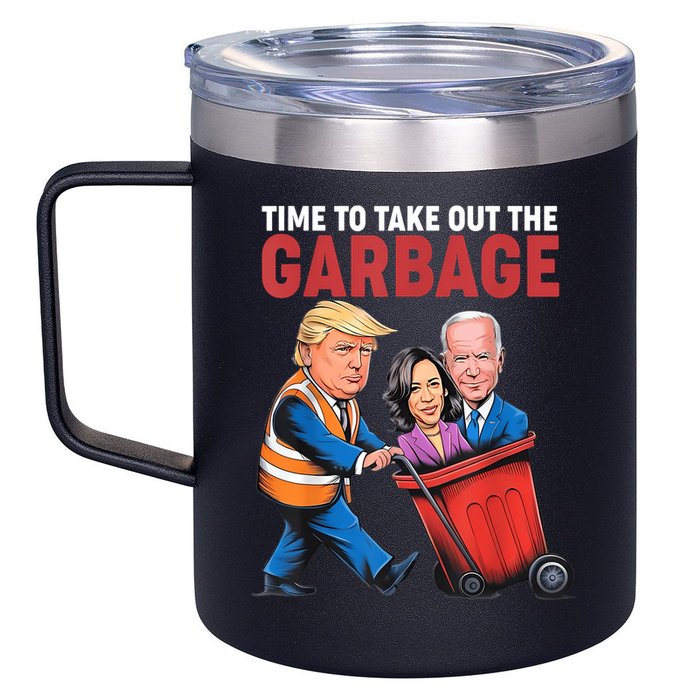 Funny Trump Time To Take Out The Garbage 12oz Stainless Steel Coffee Mug