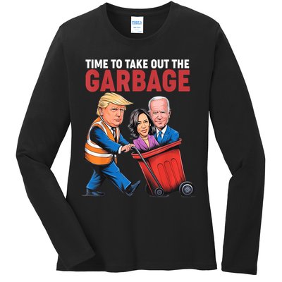 Funny Trump Time To Take Out The Garbage Ladies Long Sleeve Shirt
