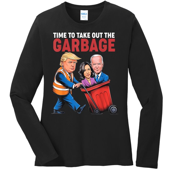 Funny Trump Time To Take Out The Garbage Ladies Long Sleeve Shirt