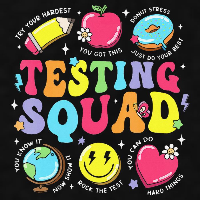 Funny Teacher Test Day Motivational Teacher Testing Squad Ladies PosiCharge Tri-Blend Wicking Tank