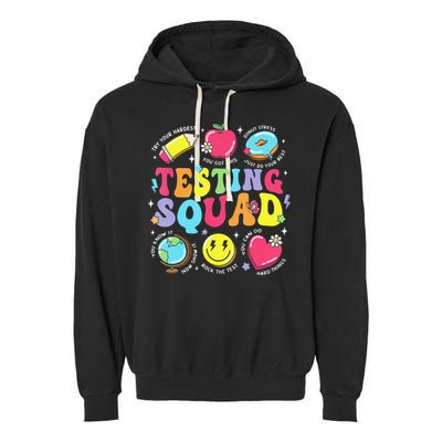 Funny Teacher Test Day Motivational Teacher Testing Squad Garment-Dyed Fleece Hoodie