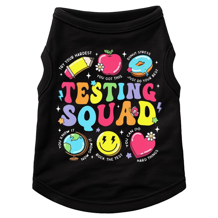 Funny Teacher Test Day Motivational Teacher Testing Squad Doggie Tank