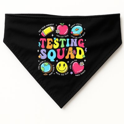 Funny Teacher Test Day Motivational Teacher Testing Squad USA-Made Doggie Bandana