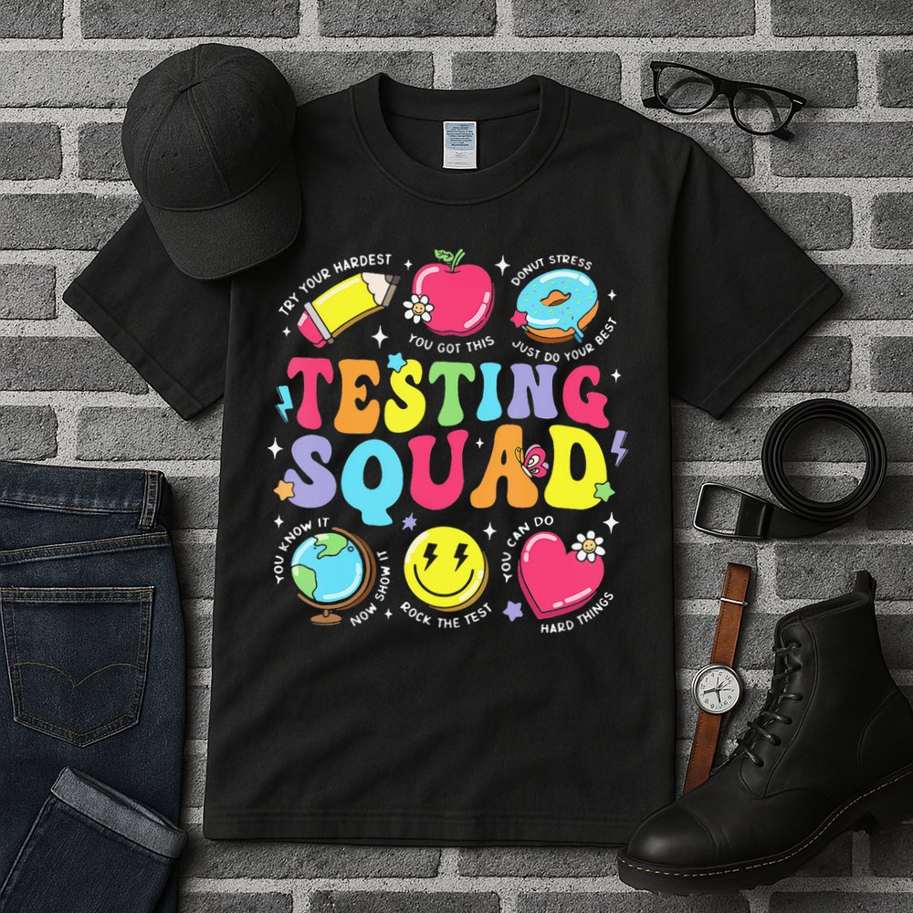 Funny Teacher Test Day Motivational Teacher Testing Squad Tall T-Shirt