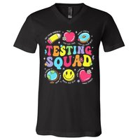 Funny Teacher Test Day Motivational Teacher Testing Squad V-Neck T-Shirt