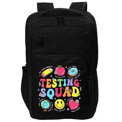 Funny Teacher Test Day Motivational Teacher Testing Squad Impact Tech Backpack