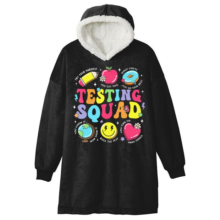 Funny Teacher Test Day Motivational Teacher Testing Squad Hooded Wearable Blanket