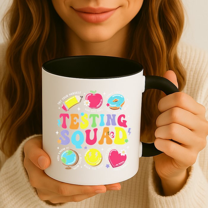 Funny Teacher Test Day Motivational Teacher Testing Squad Mug