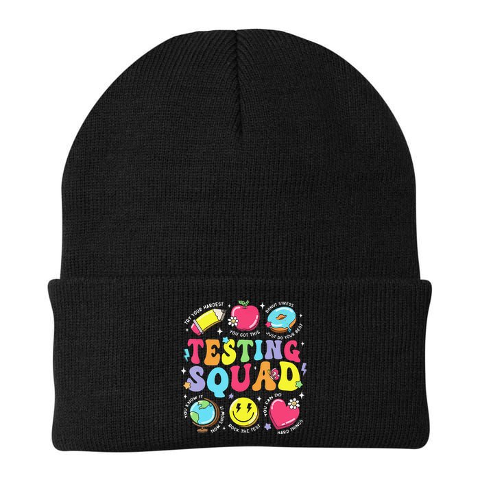 Funny Teacher Test Day Motivational Teacher Testing Squad Beanie