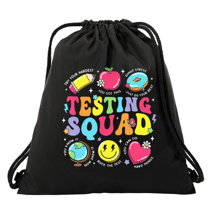 Funny Teacher Test Day Motivational Teacher Testing Squad Drawstring Bag