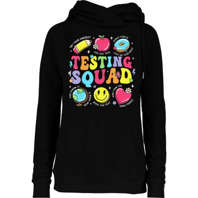 Funny Teacher Test Day Motivational Teacher Testing Squad Womens Funnel Neck Pullover Hood