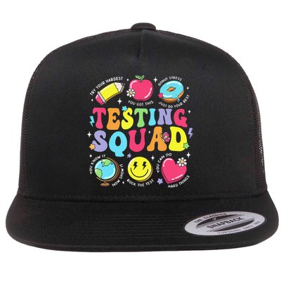 Funny Teacher Test Day Motivational Teacher Testing Squad Flatbill Hat