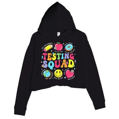 Funny Teacher Test Day Motivational Teacher Testing Squad Crop Fleece Hoodie