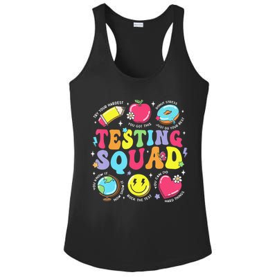 Funny Teacher Test Day Motivational Teacher Testing Squad Ladies PosiCharge Competitor Racerback Tank
