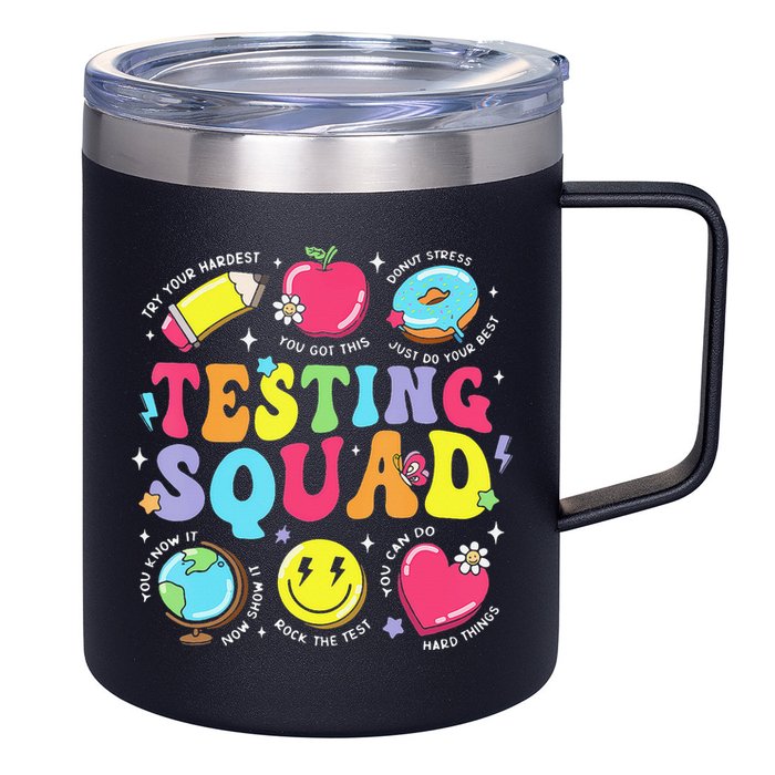 Funny Teacher Test Day Motivational Teacher Testing Squad 12oz Stainless Steel Coffee Mug
