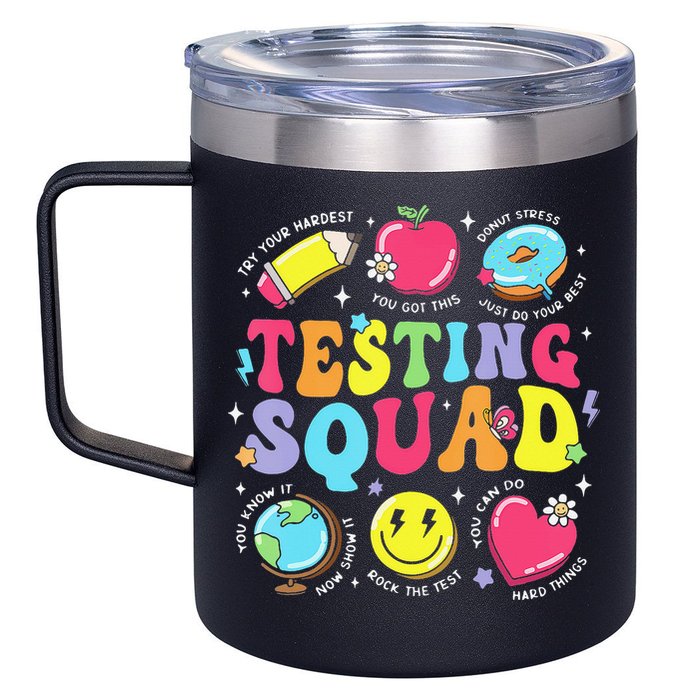Funny Teacher Test Day Motivational Teacher Testing Squad 12oz Stainless Steel Coffee Mug