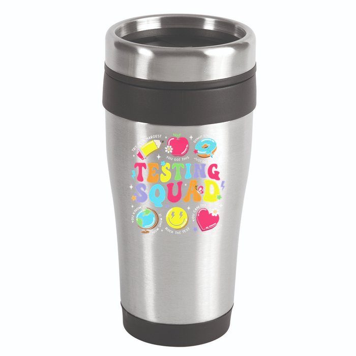 Funny Teacher Test Day Motivational Teacher Testing Squad 16oz Travel Tumbler