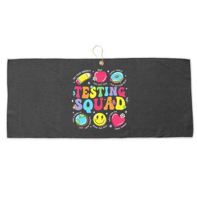 Funny Teacher Test Day Motivational Teacher Testing Squad Large Microfiber Waffle Golf Towel