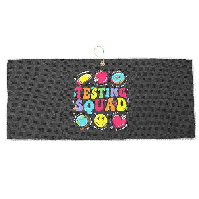 Funny Teacher Test Day Motivational Teacher Testing Squad Large Microfiber Waffle Golf Towel