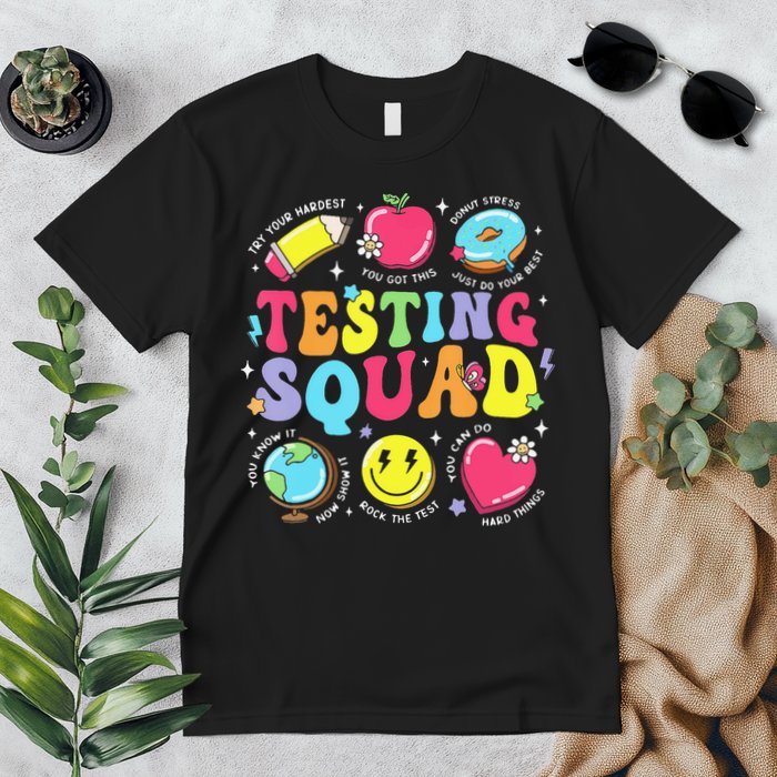 Funny Teacher Test Day Motivational Teacher Testing Squad Premium T-Shirt