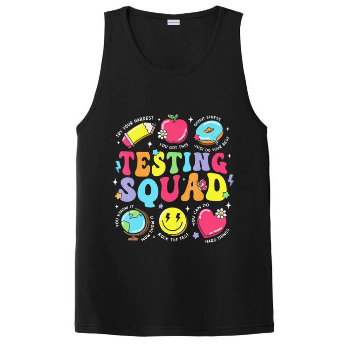 Funny Teacher Test Day Motivational Teacher Testing Squad PosiCharge Competitor Tank