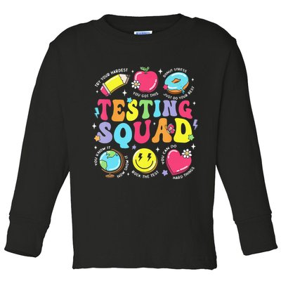 Funny Teacher Test Day Motivational Teacher Testing Squad Toddler Long Sleeve Shirt
