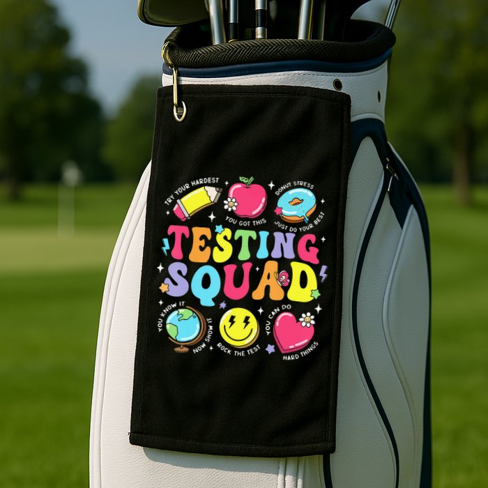 Funny Teacher Test Day Motivational Teacher Testing Squad Golf Towel