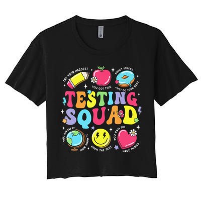 Funny Teacher Test Day Motivational Teacher Testing Squad Crop Top