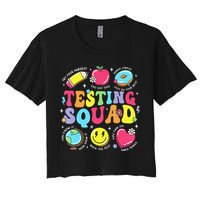 Funny Teacher Test Day Motivational Teacher Testing Squad Crop Top