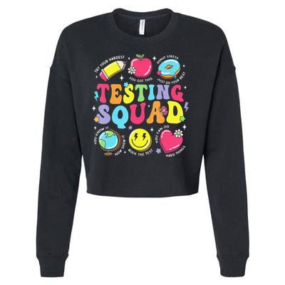 Funny Teacher Test Day Motivational Teacher Testing Squad Cropped Pullover Crew