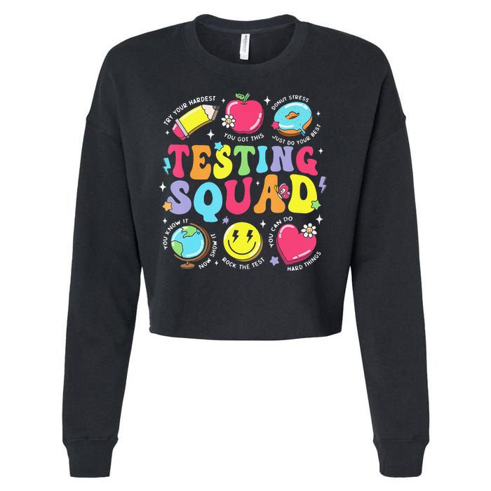 Funny Teacher Test Day Motivational Teacher Testing Squad Cropped Pullover Crew