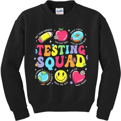Funny Teacher Test Day Motivational Teacher Testing Squad Kids Sweatshirt