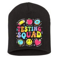 Funny Teacher Test Day Motivational Teacher Testing Squad Short Acrylic Beanie