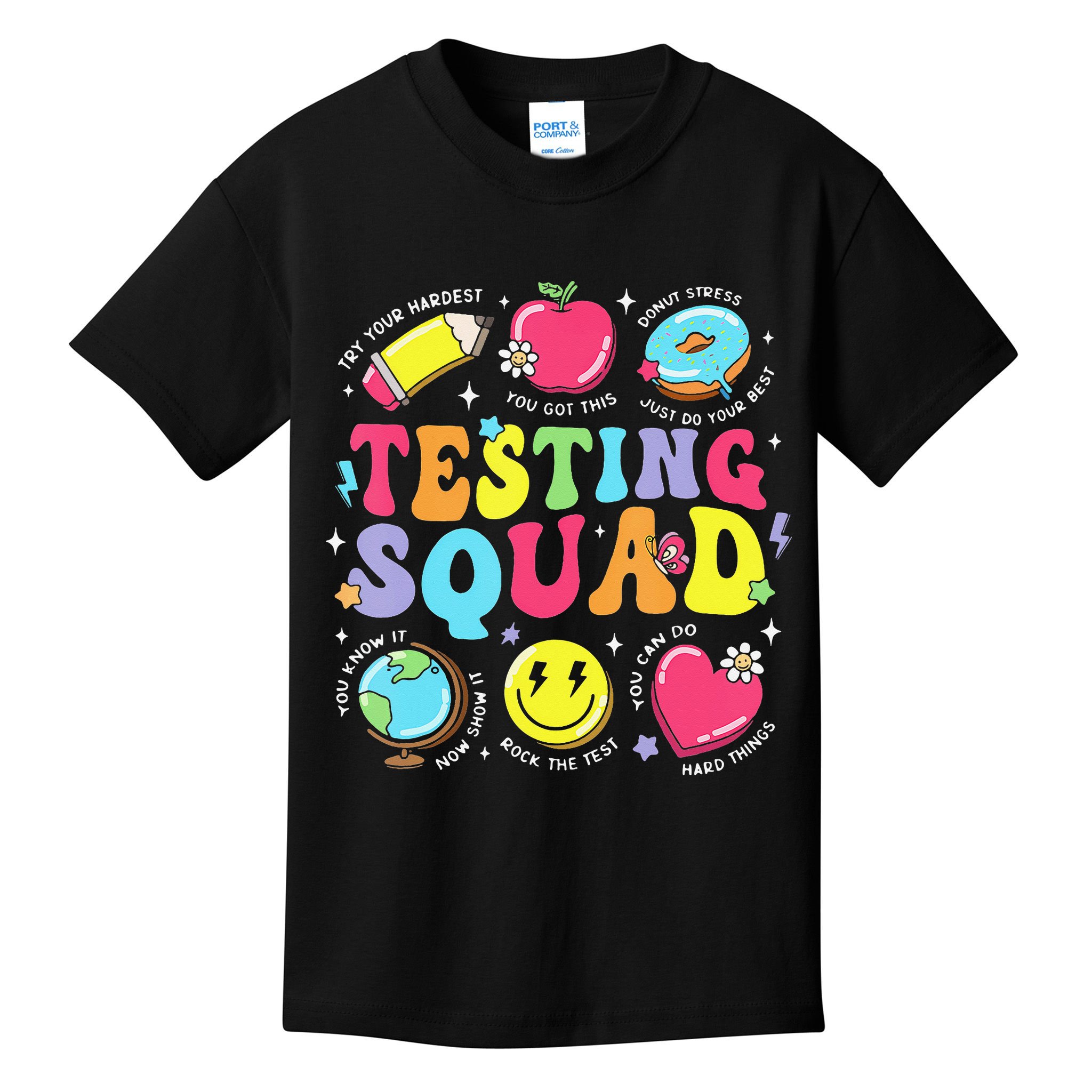Funny Teacher Test Day Motivational Teacher Testing Squad Kids T-Shirt