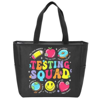 Funny Teacher Test Day Motivational Teacher Testing Squad Zip Tote Bag