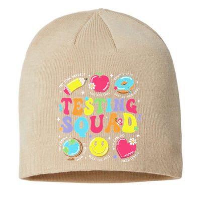 Funny Teacher Test Day Motivational Teacher Testing Squad Sustainable Beanie