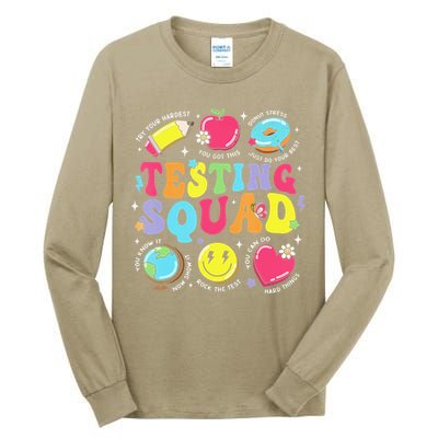 Funny Teacher Test Day Motivational Teacher Testing Squad Tall Long Sleeve T-Shirt