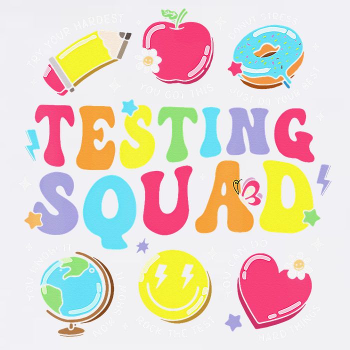 Funny Teacher Test Day Motivational Teacher Testing Squad Garment-Dyed Sweatshirt