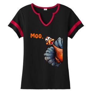 Funny Thanksgiving Turkey Moo IM A Cow Gift Ladies Halftime Notch Neck Tee