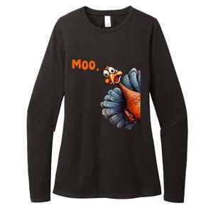 Funny Thanksgiving Turkey Moo IM A Cow Gift Womens CVC Long Sleeve Shirt