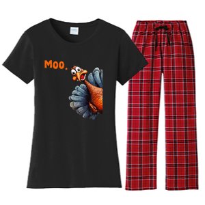 Funny Thanksgiving Turkey Moo IM A Cow Gift Women's Flannel Pajama Set