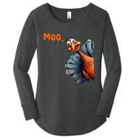 Funny Thanksgiving Turkey Moo IM A Cow Gift Women's Perfect Tri Tunic Long Sleeve Shirt