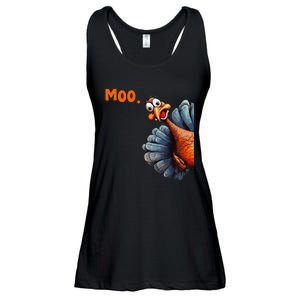 Funny Thanksgiving Turkey Moo IM A Cow Gift Ladies Essential Flowy Tank