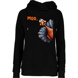 Funny Thanksgiving Turkey Moo IM A Cow Gift Womens Funnel Neck Pullover Hood