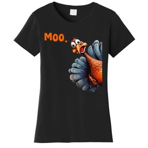 Funny Thanksgiving Turkey Moo IM A Cow Gift Women's T-Shirt