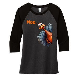 Funny Thanksgiving Turkey Moo IM A Cow Gift Women's Tri-Blend 3/4-Sleeve Raglan Shirt